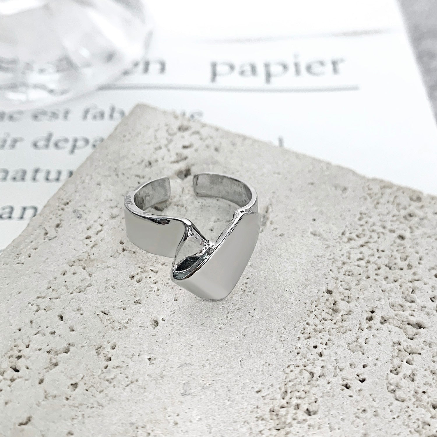 Silver Color Minimalist Irregular Twined Finger Rings