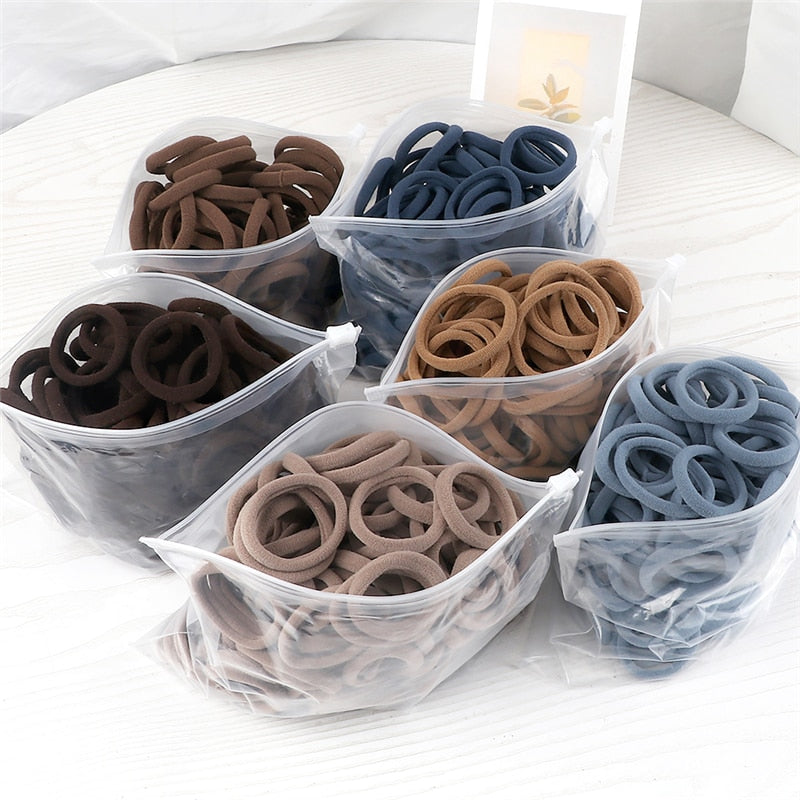 50PCS/Set Basic Hair Bands Simple Solid Colors Elastic Headband Hair Ties Main image