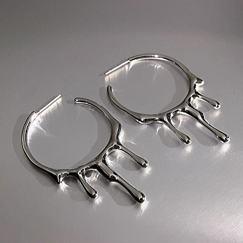 Lava Drop Shape Irregular Big Hoop Earrings