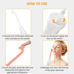 4in1 High Frequency Neon Electrotherapy Glass Tube Acne Spot Remover Facial Therapy Wand