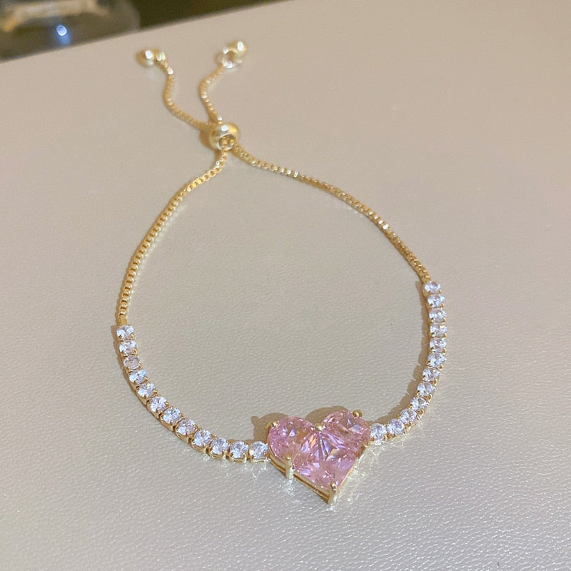 Rhinestones Adjustable Plated Love Heart Bracelet Secondary image