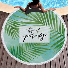 Microfiber Marble Abstract Pattern Beach Towel Round Large Watercolor Yoga Towel With Tassel Beach Mat Blanket Cover