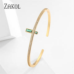 Fashion Cuff Green Crystal Bangles Bracelets