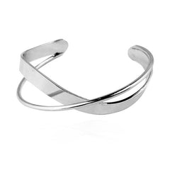 White Shellfish Board Bend Metal Geometric Overlap Acetic Resin Open Bangle