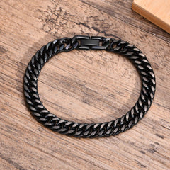 Vnox Men&#39;s Stainless Steel 8MM Link Chain Miami Cuban Bracelets for Male Boys Gifts Jewelry, Length 19cm/21.5cm