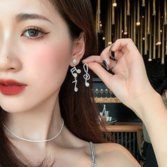 Bling Crystal Musical Notes Pendant Earrings for Women Fashion Party Anniversary Jewelry Accessories Earings