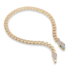 Chunky Chains Rhinestones Snake Necklace