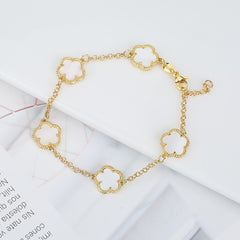 2023 Hot Selling New Design Simple Natural White Shell Five-leaf Petal Flower Bracelet Women&#39;s High Quality Jewelry Gift