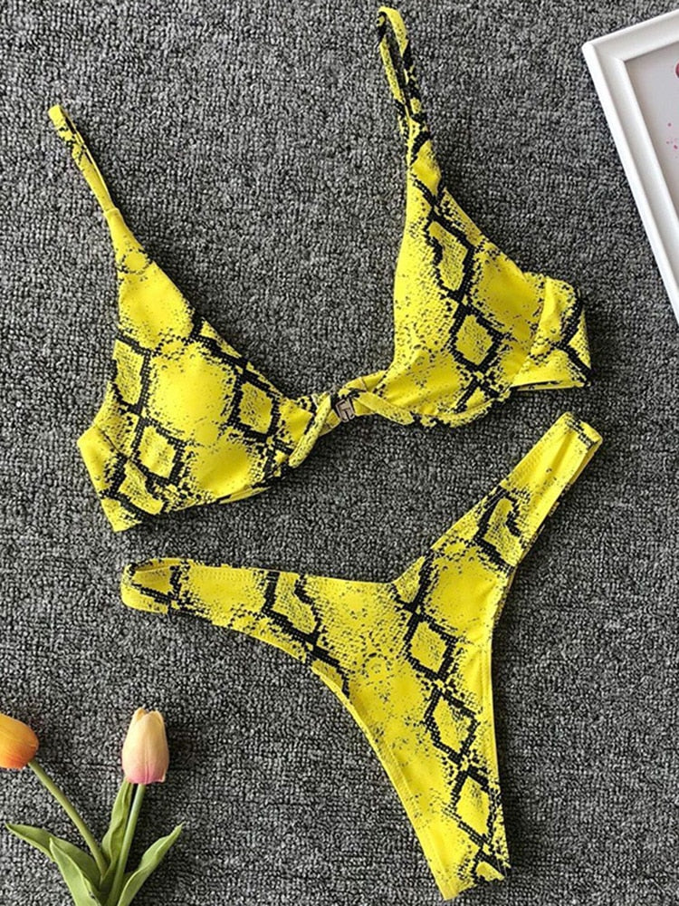 Solara V-Bar Underwire Ribbed Bikini Two-piece