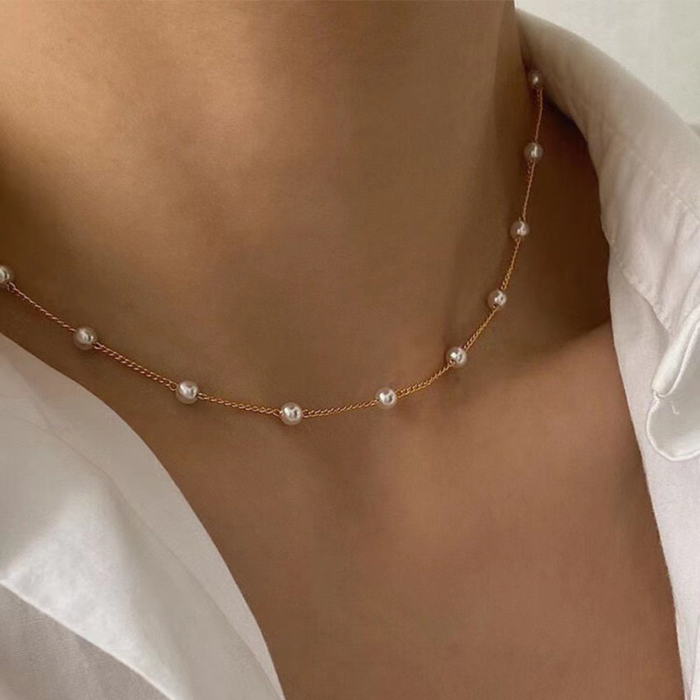 Beads Neck Chain Pearl Choker Necklace Main image