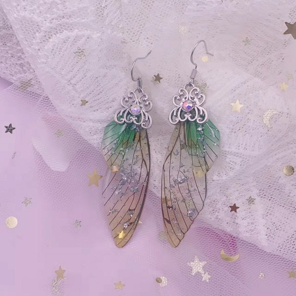 Elowen Butterfly Wing Rhinestone Drop Earrings