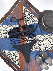 Drawstring Bandage Bikini Set 2 Pieces Set Solid Swimsuit