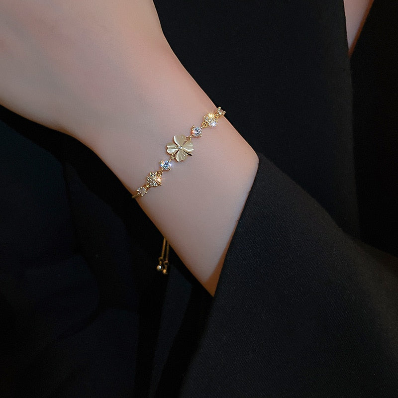 Opal Clover Adjustable Bracelet