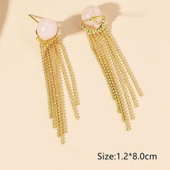 Lucile Gold Color Tassel Earrings