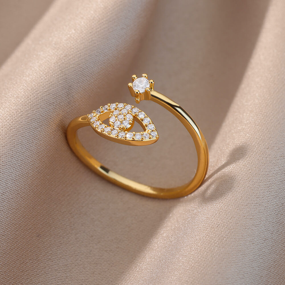 Safiya Lucky Evil Eye Stainless Steel Ring Collection