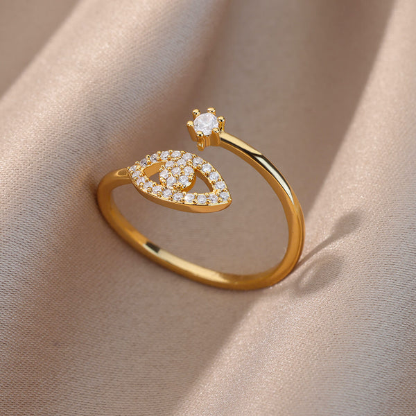 Safiya Lucky Evil Eye Stainless Steel Ring Collection