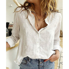 Button Lapel Cardigan Top Loose Long Sleeve Oversized Blouse