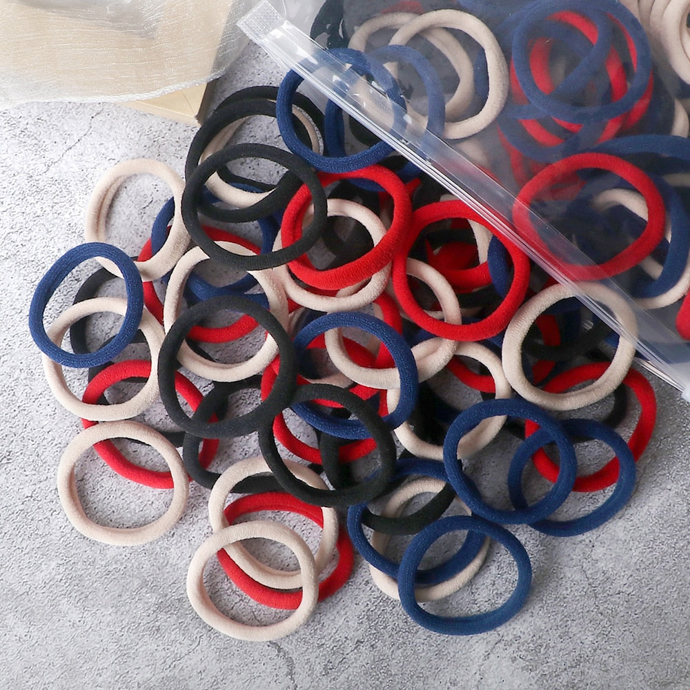 50PCS/Set Basic Hair Bands Simple Solid Colors Elastic Headband Hair Ties