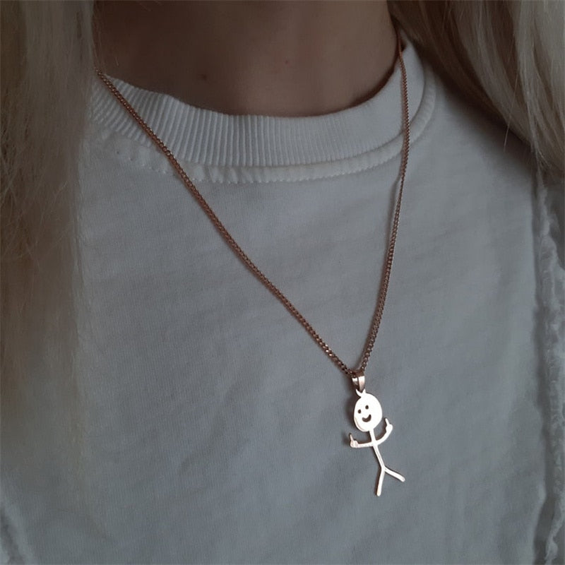 Hip Hop Fxck You Funny Doodle Pendant Necklace