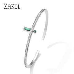 Fashion Cuff Green Crystal Bangles Bracelets