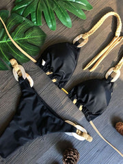 Bandeau Bikini Set Swimwear Women Sexy Thong Backless Bikini