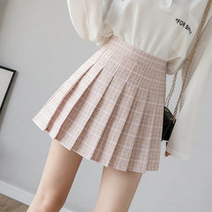 High Waist A-line Student Plaid Pleated Skirts Dance Mini Skirts