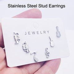 3prs Set Earrings Music Guitar Microphone Drop Dangle Earrings For Women DJ Music Lover Gifts Jewelry Pendientes Cерьги