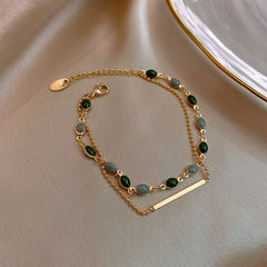 Gold Color Beaded Chain Double Layered