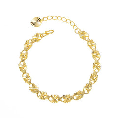 NUMBOWAN 24K Gold Bracelet 6mm Four-leaf clover gold bracelet, Suitable For Women&#39;s Jewelry Gifts