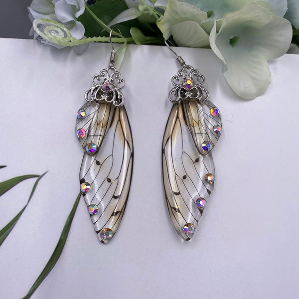 Elowen Butterfly Wing Rhinestone Drop Earrings