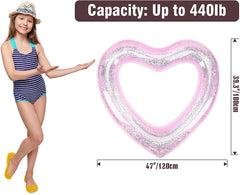 Inflatable Swim Rings Heart Shaped Swimming Pool Float Loungers