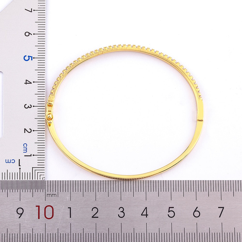 White Color Cubic Zirconia Thin Bangles Bracelets