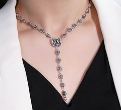Rose Flower Clavicle Chain Sweater Necklace