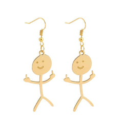 Fxck You Middle Finger Hand Gesture Character Earring