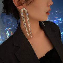 2023 Fashion Crystal Earrings Tassel Temperament Water Drop Earrings for Women Elegant Bridal Wedding Engagement Jewelry Gift