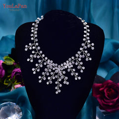 TOPQUEEN HN01 Elegant Crystal Woman Necklace Bridal Clavicle Chain Choker Wedding Party Diamante Brides Jewelry Anniversary Gift