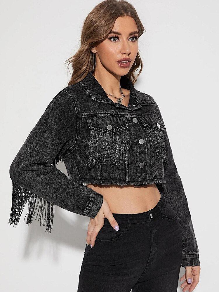 Street Tassel Short Denim Jackets Retro