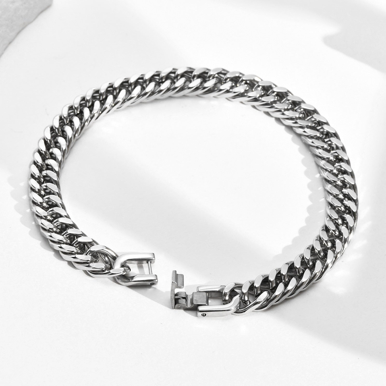 Vnox Men&#39;s Stainless Steel 8MM Link Chain Miami Cuban Bracelets for Male Boys Gifts Jewelry, Length 19cm/21.5cm