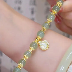 Jade Bracelet Leaves Double Layer