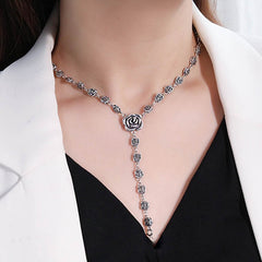 Rose Flower Clavicle Chain Sweater Necklace