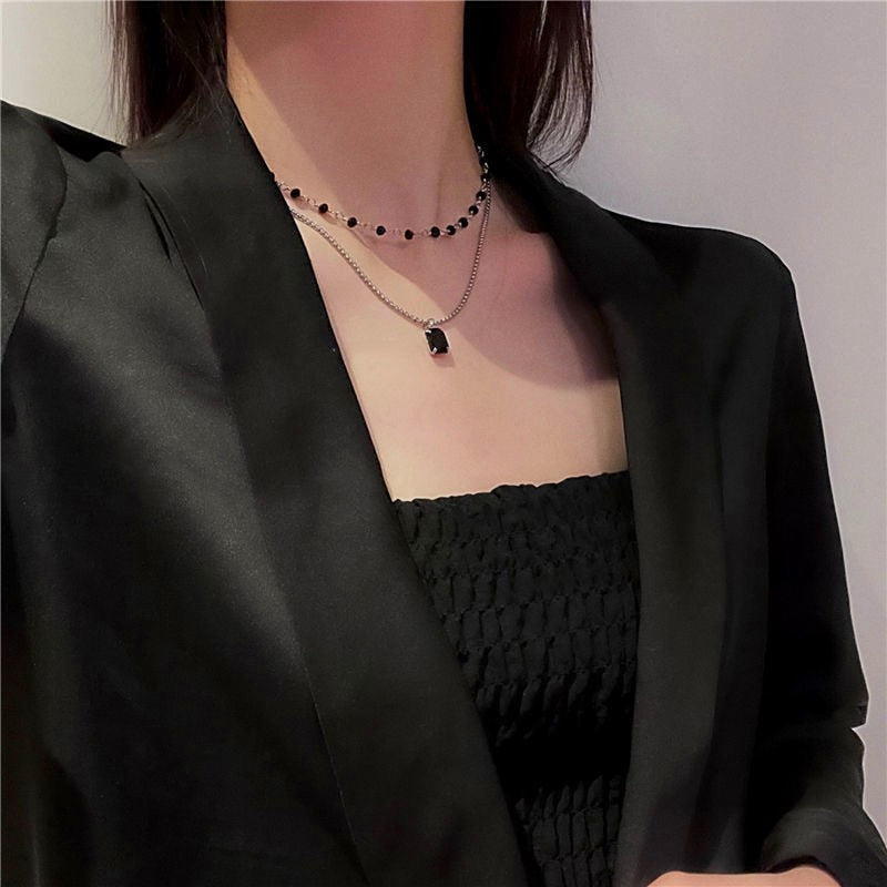 Choker Double Layer Beads Geometric Necklace