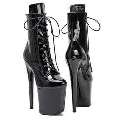 Shinny Black Pole dancing shoes High Heel platform Boots closed toe Pole Dance hight boot