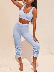 NewAsia Fluffy Two Piece Set Lounge Sexy 2 Piece Set Women Sweater knit Set Tank Top And Pants Casual Homewear Outfits Home Suit
