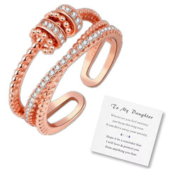 Enamel Beads Anxiety Ring With Card Colorful Adjustable Electrosilvering Fidget Ring Worry Stress Relief Stacking Finger Rings