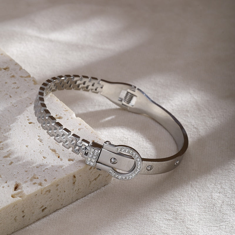 Elegant Stainless Steel Crystal Bracelet for Women