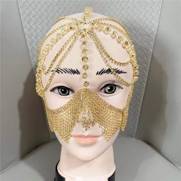 Belladonna Rhinestone Chain Veil Mask