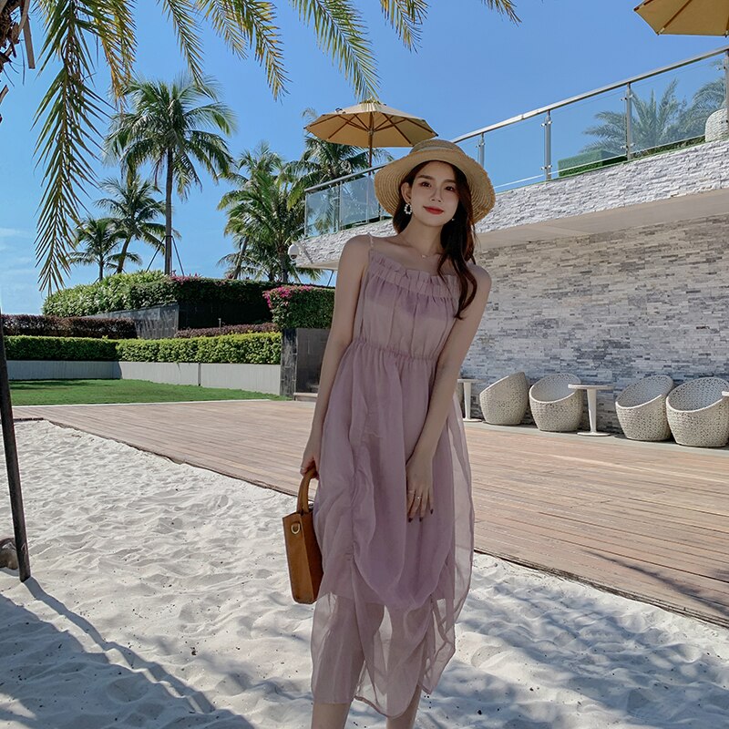 NEW Women Long Slip Dress Summer 2022 Runway Cute Elegant Korean Y2k Casual Dress Beach Vacation Party Night Vestidos