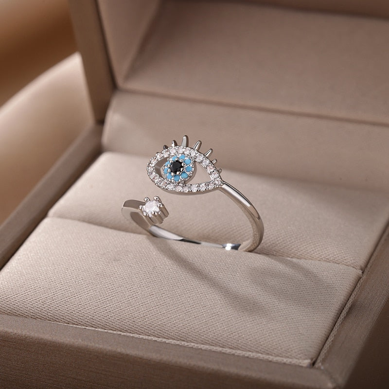 Safiya Lucky Evil Eye Stainless Steel Ring Collection