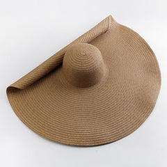 70cm Oversized  Wide Brim Sun Hat Travel  Large UV Protection Beach Straw Hats Women&#39;s Summer Floppy Foldable Chapeaux Wholesale