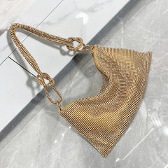 Handle Rhinestone Shiny Underarm Shoulder Bag